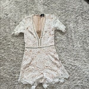 Elegant Lace Romper in White and Cream